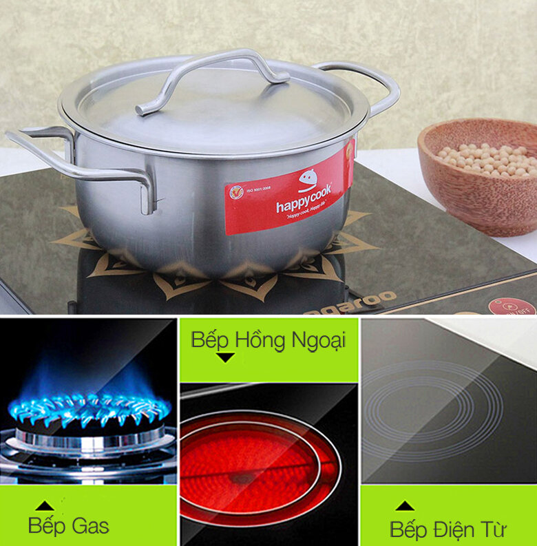 Bộ 3 nồi inox đáy từ Happycook Elegan EL-06SRY Bộ 3 nồi inox đáy từ Happycook Elegan EL-06SRY