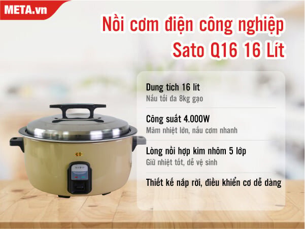 Ưu điểm nổi bật Nồi cơm điện công nghiệp Sato 160C011 (Q16)