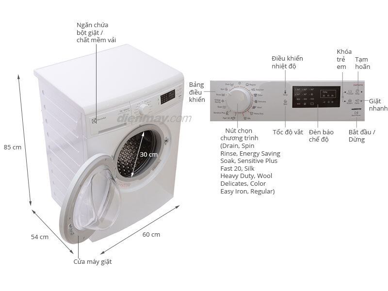 Máy giặt Electrolux EWP85752 7kg Máy giặt Electrolux EWP85752 7kg