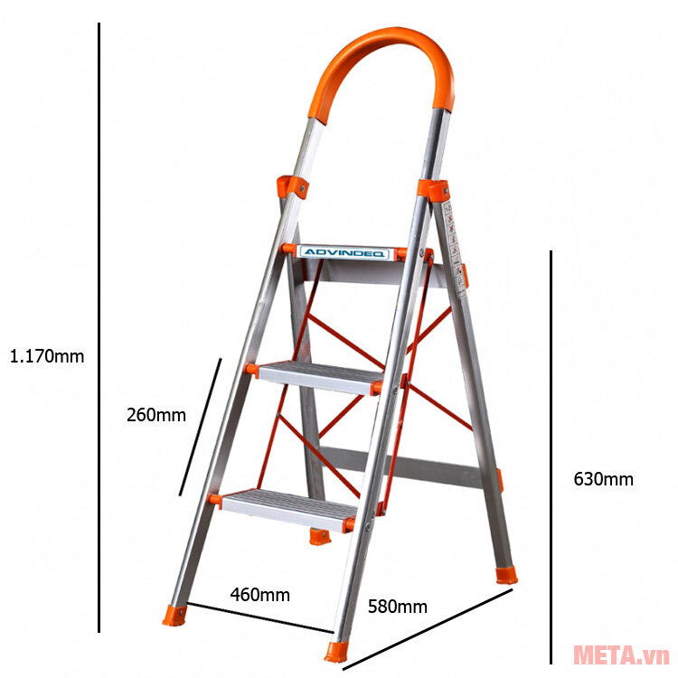 Thang nhôm ghế bản to 3 bậc Advindeq ADS-703