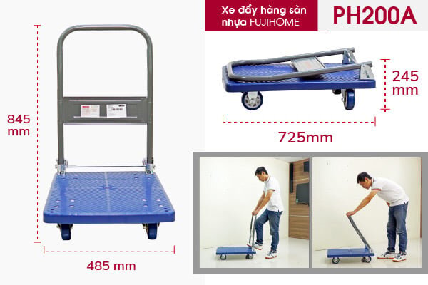 Xe đẩy hàng sàn nhựa FUJIHOME PH200A