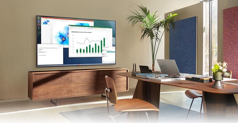 Smart tivi Samsung 55 inch 4K UA55AU7700 hệ điều hành