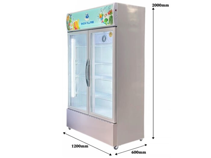 Kích thước của tủ mát 2 cửa kính Snow Village LC-1200X Snow Village LC-1200X