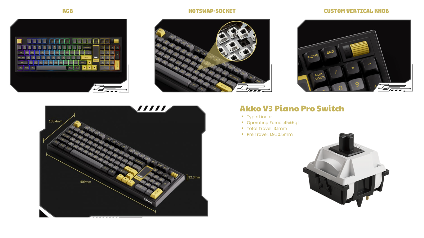 Bàn phím AKKO 5098B Black & Gold 5