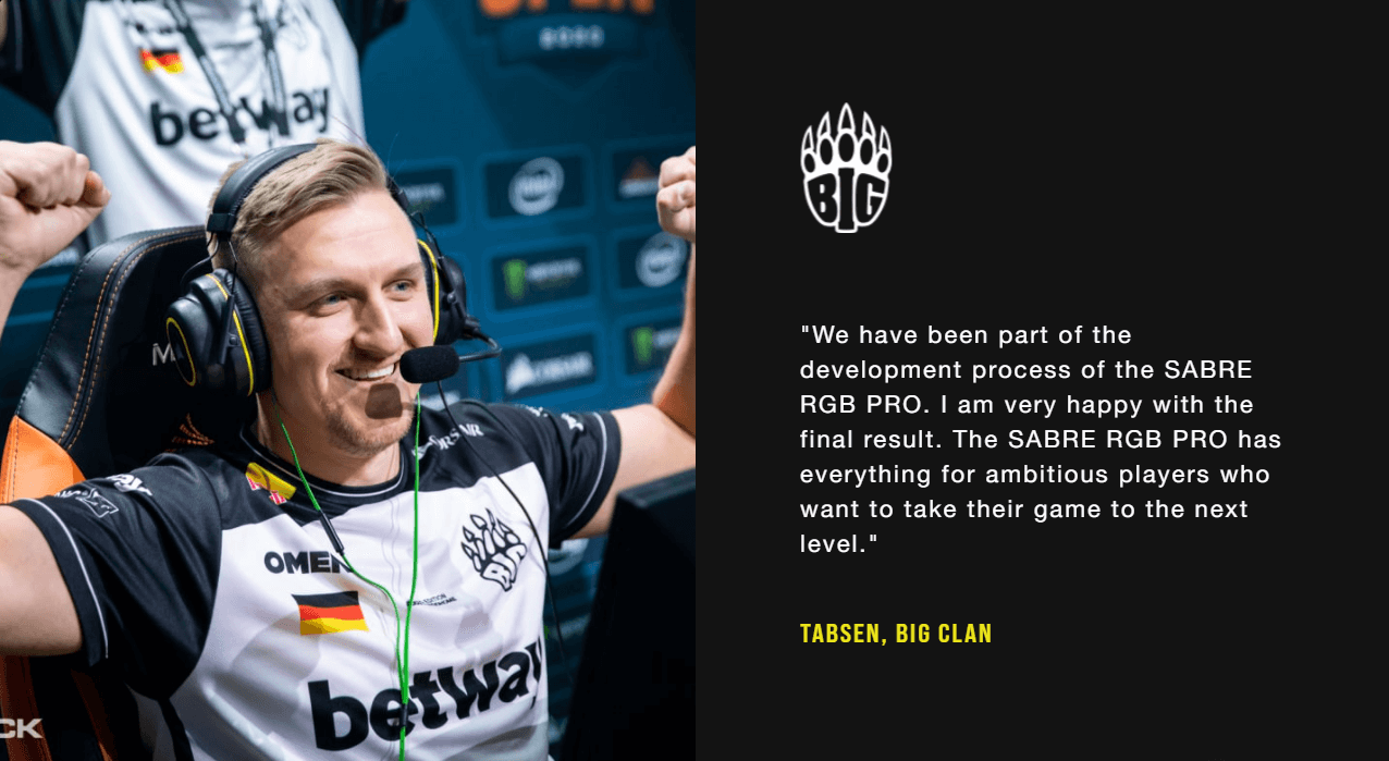 Pro player sử dụng Chuột Corsair Sabre RGB Pro (USB/RGB/PMW3392/đen) (CH-9303111-AP) 4