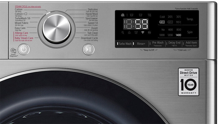 Máy có bảng điều khiển dễ sử dụng Máy giặt lồng ngang LG FV1409S2V
