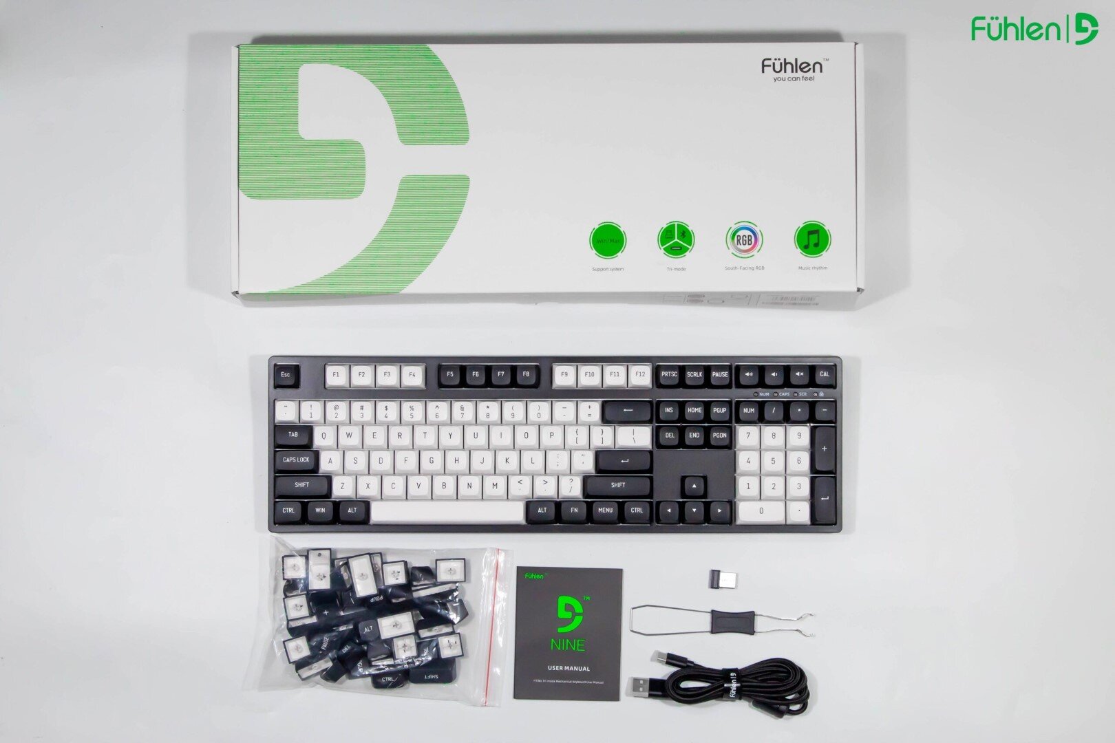 Bàn phím cơ ko dây Fuhlen H108S Panda