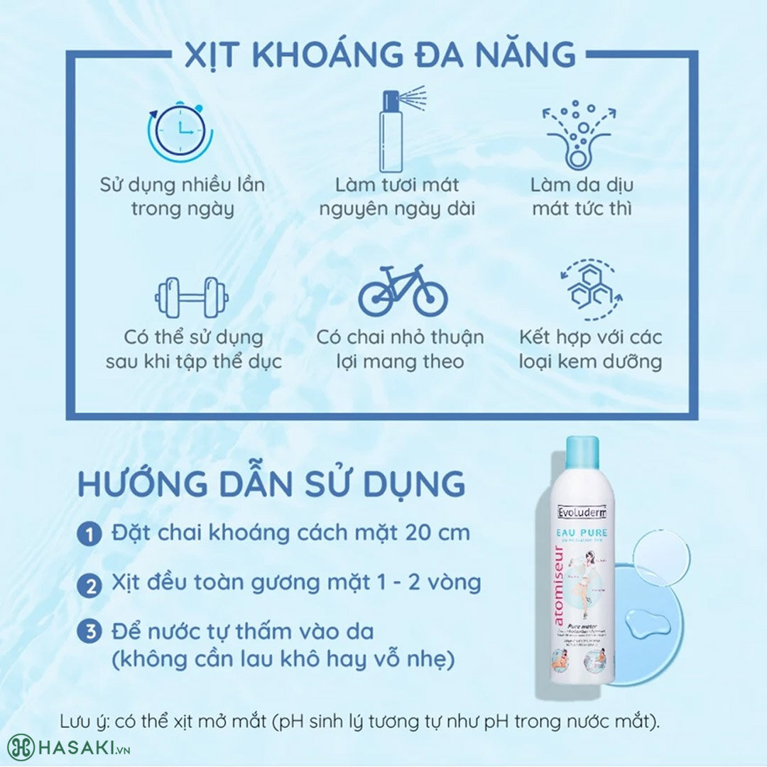 Sản phẩm Evoluderm Atomiseur Eau Pure hiện đã có mặt tại Hasaki