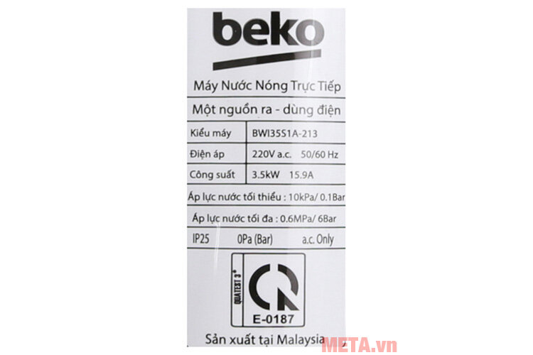 Máy nước nóng Beko BWI35S1A-213
