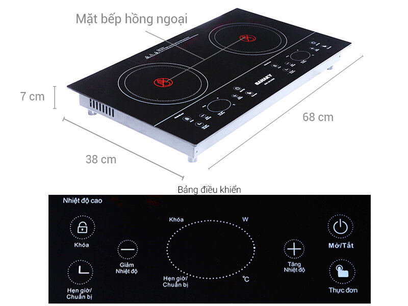 Bếp hồng ngoại đôi Sanaky SNK-201HGW Bếp hồng ngoại đôi Sanaky SNK-201HGW