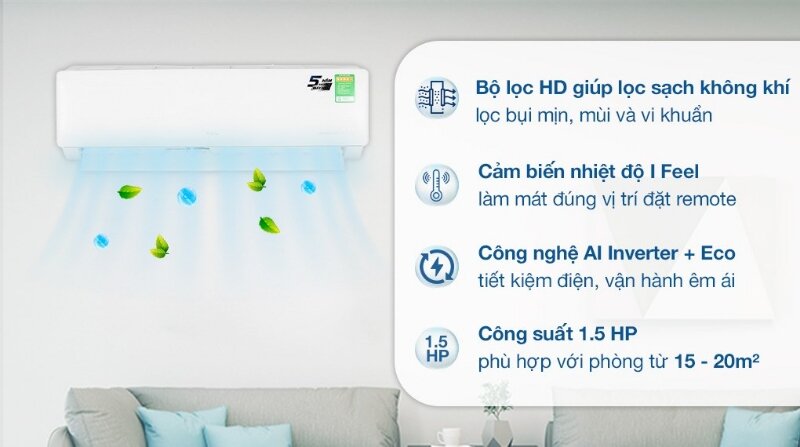 Điều hòa TCL Inverter 12000 BTU 1 chiều TAC-13CSD/XAB1I tính năng thông minh