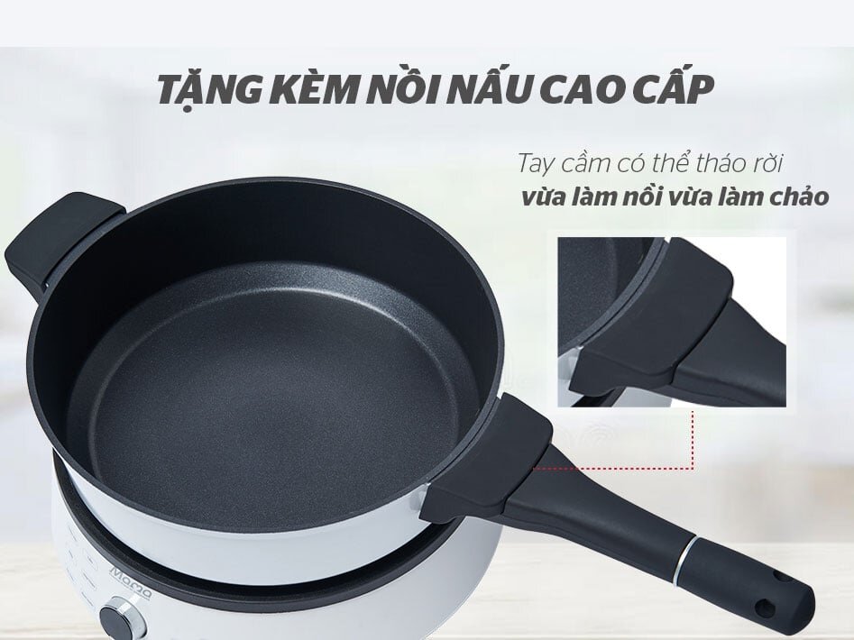 Bếp từ SHD6875 được tặng kèm một nồi lẩu đáy từ dày dặn