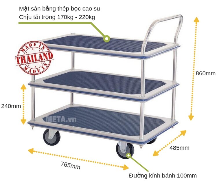 Xe đẩy hàng 3 tầng Sumo HL-130S