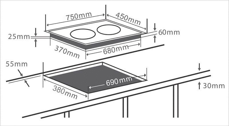 Bếp Từ Âm 2 Vùng Nấu Chefs EH-DIH890N