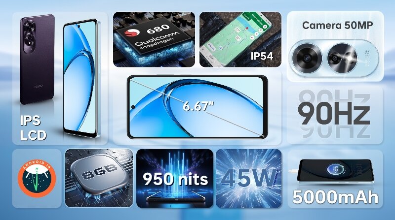 Điện thoại OPPO A60 8GB/128GB màn hình