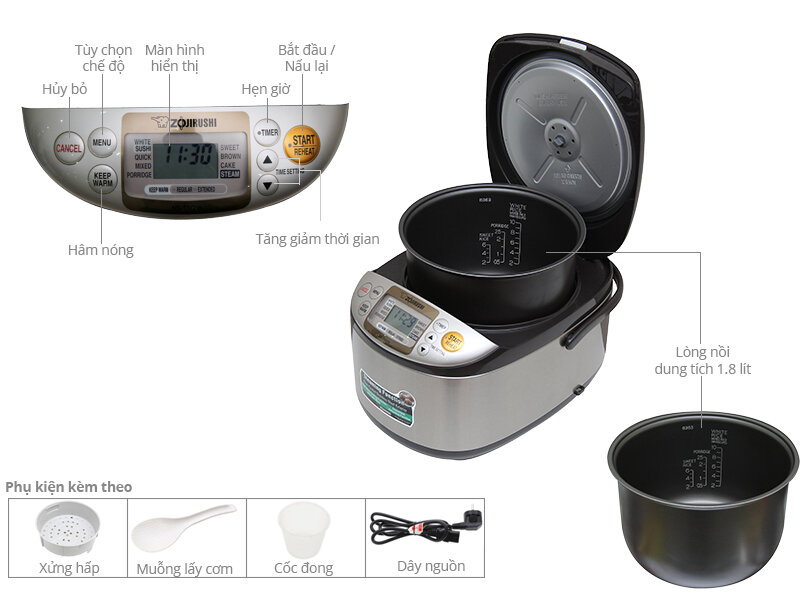 Nồi cơm điện Zojirushi 1.8 lít ZONC-NS-TSQ18 Nồi cơm điện Zojirushi 1.8 lít ZONC-NS-TSQ18