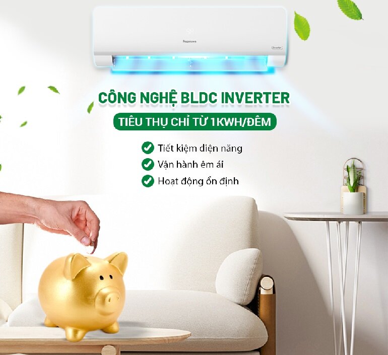 Điều hòa Nagakawa NIS-A12R2H10 được trang bị công nghệ inverter tiết kiệm điện năng