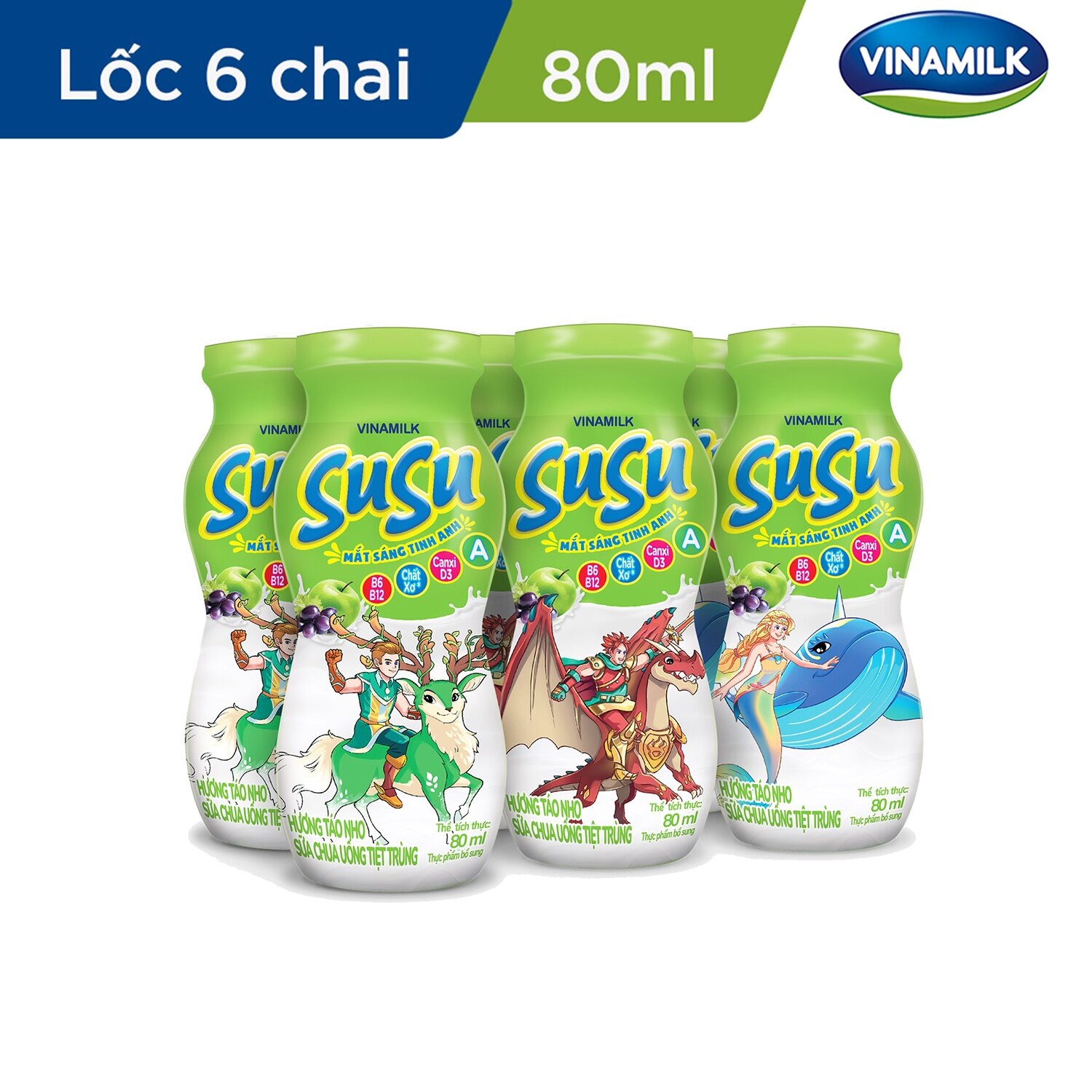 Sữa chua uống Susu hương táo nho (6*80ml) cho bé trên 8 tháng tuổi