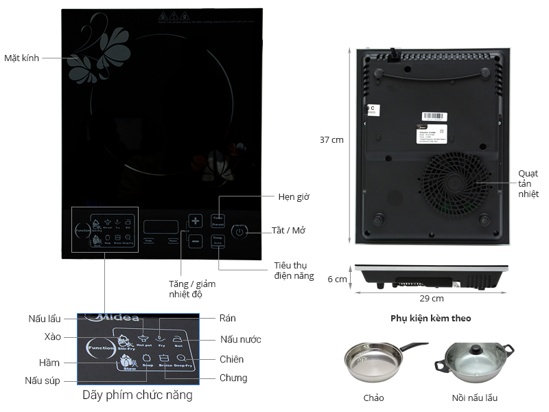 Bếp từ Midea MI-SV21DM Bếp từ Midea MI-SV21DM