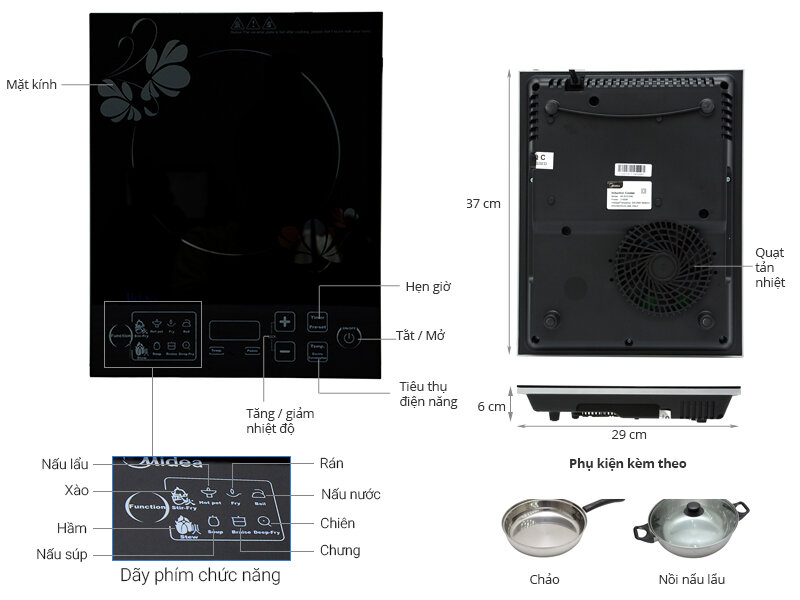 Bếp từ Midea MI-SV21DM Bếp từ Midea MI-SV21DM