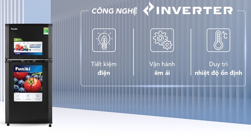 Tủ lạnh Funiki Inverter 159 lít HR T8159TDG 2 Tủ lạnh Funiki HR T8159TDG sở hữu thiết kế kiểu tủ truyền thống ngăn đá trên