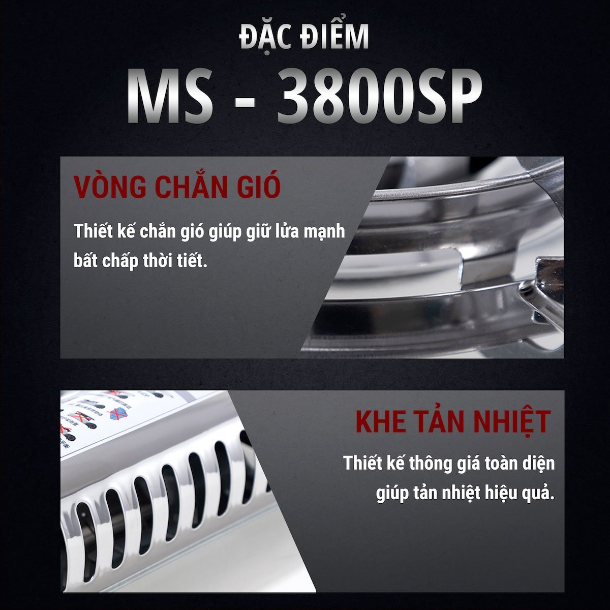 Bếp ga mini Maxsun có vòng chắn gió Bếp ga mini Maxsun