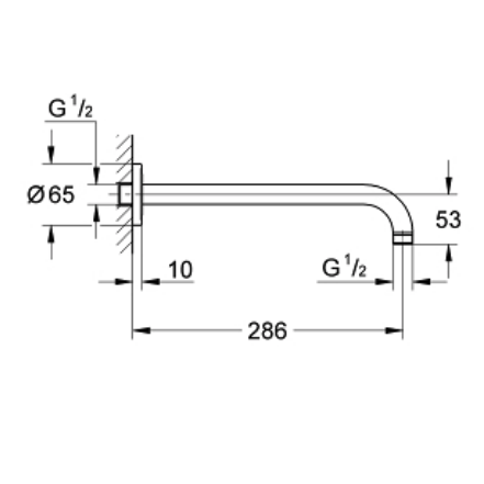 Bản vẽ kỹ thuật thanh nối bát sen GROHE 28576000