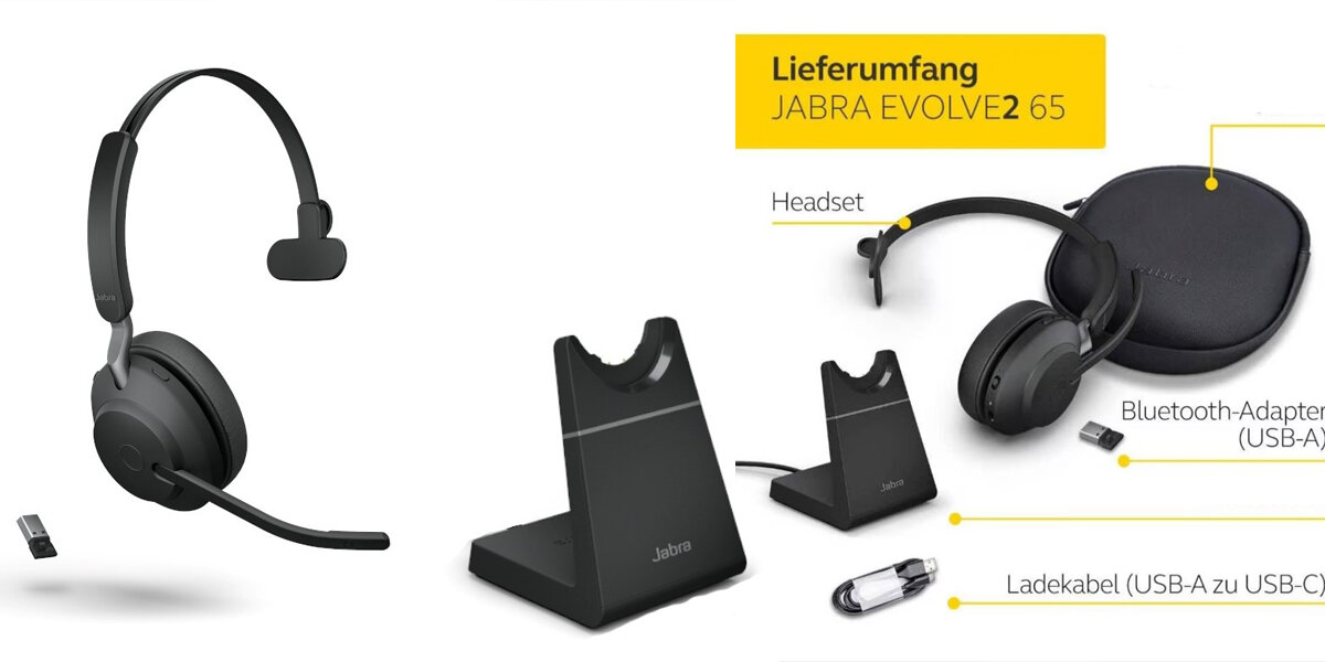 Tai nghe Jabra Evolve2 65 MS Mono Stand (kèm đế sạc)