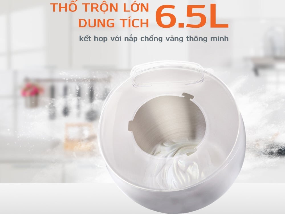 Dung tích thố trộn là 6.5 lít