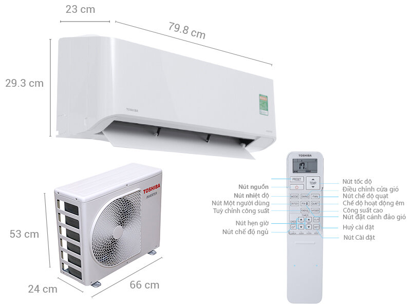 Máy lạnh Toshiba Inverter 1.5 HP RAS-H13PKCVG-V Máy lạnh Toshiba Inverter 1.5 HP RAS-H13PKCVG-V