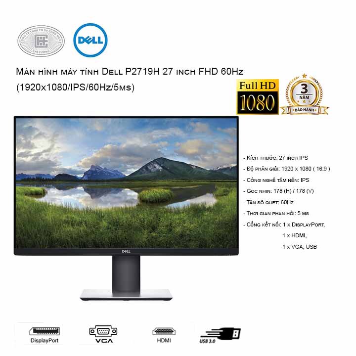 Màn hình máy tính Dell P2719H - 27 inch, Full HD (1920x1080) nơi bán giá rẻ nhất tháng 03/2023 Màn hình máy tính Dell P2719H - 27 inch, Full HD (1920x1080) nơi bán giá rẻ nhất tháng 03/2023