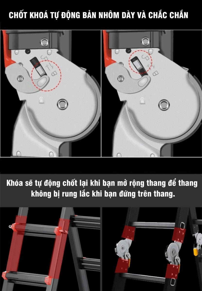 Chốt chuyển đổi thang thành chữ i Thang nhôm