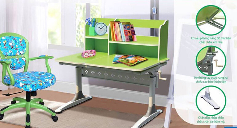 Bàn học Hòa Phát liền giá sách cho bé BHS26