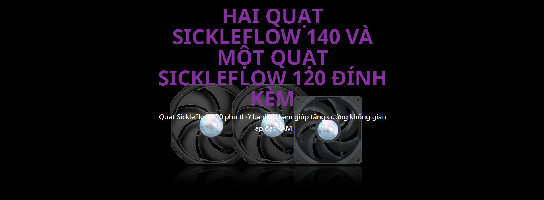 Tản nhiệt khí Cooler Master MasterAir MA624 Stealth - HAI QUẠT SICKLEFLOW 140 VÀ MỘT QUẠT SICKLEFLOW 120 ĐÍNH KÈM