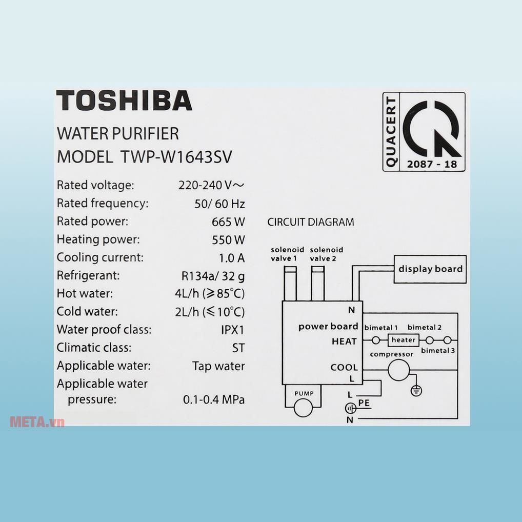 Máy lọc nước trực tiếp RO Toshiba TWP-W1643SV Máy lọc nước trực tiếp RO Toshiba TWP-W1643SV