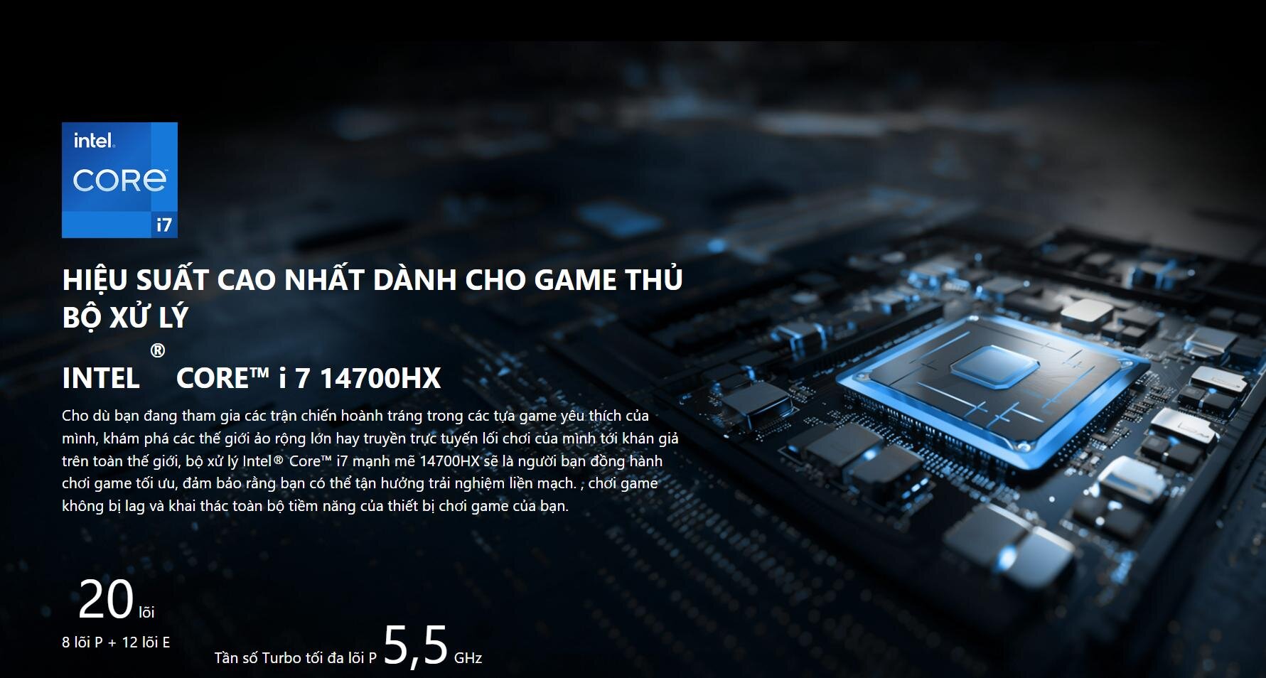 HIỆU SUẤT CAO NHẤT DÀNH CHO GAME THỦ BỘ XỬ LÝ INTEL ® CORE™ i 7 14700HX