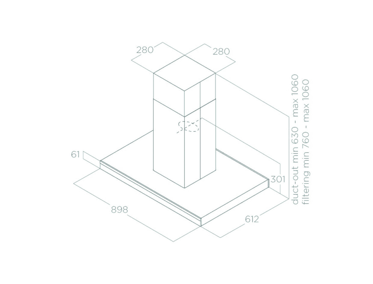 Bản vẽ kỹ thuật máy hút mùi đảo ELICA Adéle