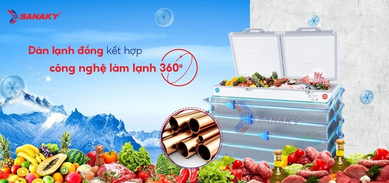 Tủ đông Sanaky 2 ngăn 360 lít VH-3699W2KD