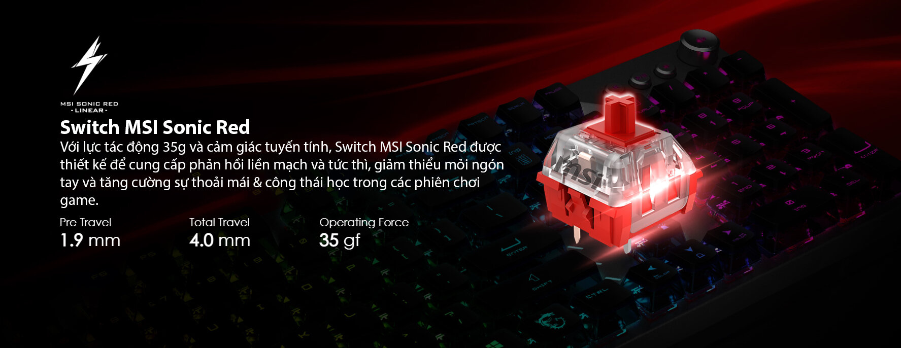 Bàn phím game MSI Vigor GK71 Sonic đen (USB/RGB/Sonic sw) 2