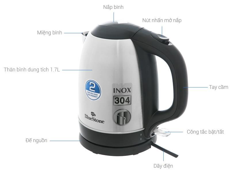 Bình siêu tốc Bluestone 1.7 lít KTB-3419 Bình siêu tốc Bluestone 1.7 lít KTB-3419
