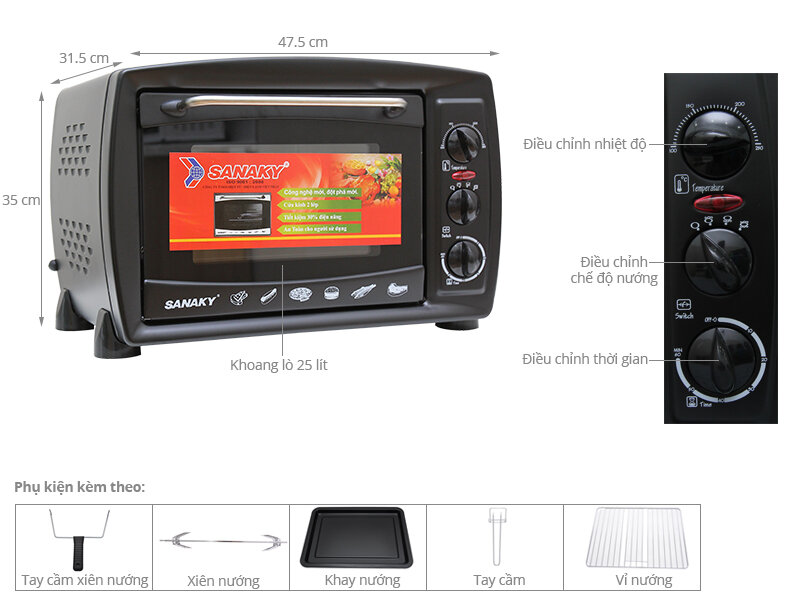 Lò nướng Sanaky VH 259 25 lít