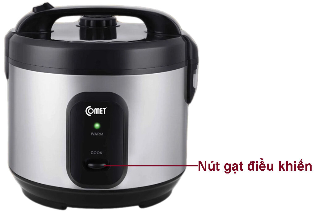 Nút gạt điều khiển trên nồi cơm điện Comet CM8068 1.8 lít 