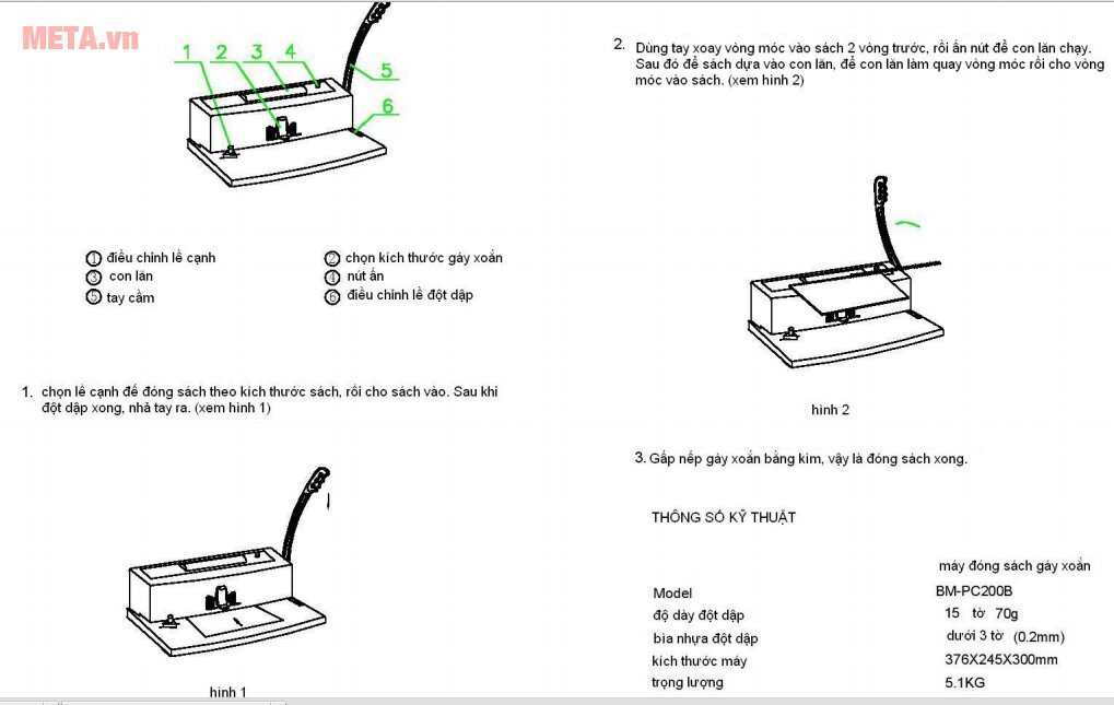 Máy đóng sách gáy xoắn cuộn Silicon BM-PC200B