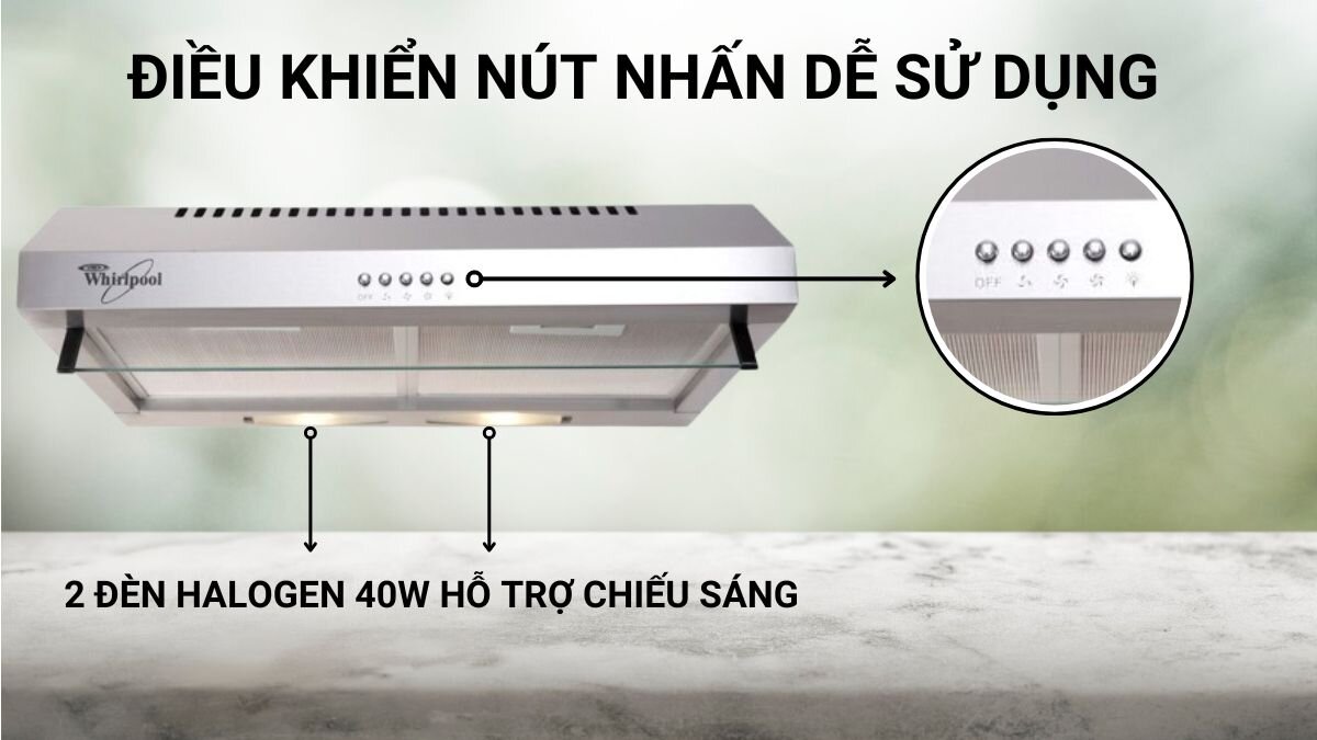 Whirlpool AKR621IXV trang bị bảng điều khiển nút nhấn tiện lợi