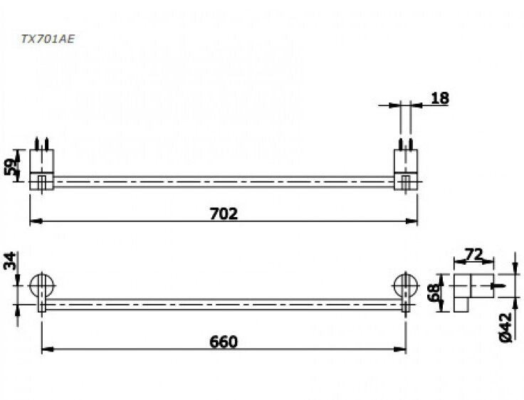 Bản vẽ kỹ thuật thanh treo khăn Ego TX701AE TOTO