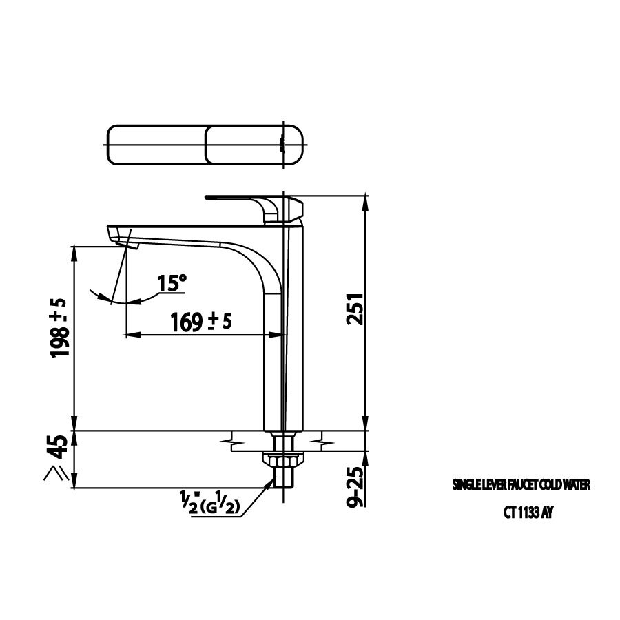 Bản vẽ kỹ thuật vòi lavabo lạnh COTTO CT1133AY