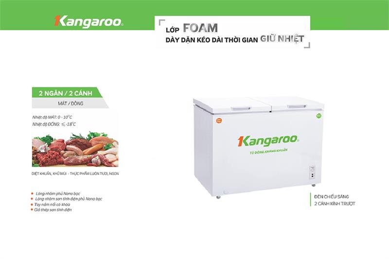 Tủ đông Kangaroo KG 488C2 - 488L, 2 ngăn đông và mát