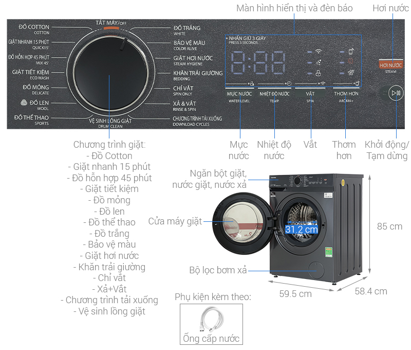Máy giặt Toshiba Inverter 9.5 kg TW-T21BU105UWV(MG) Máy giặt Toshiba Inverter 9.5 kg TW-T21BU105UWV(MG)
