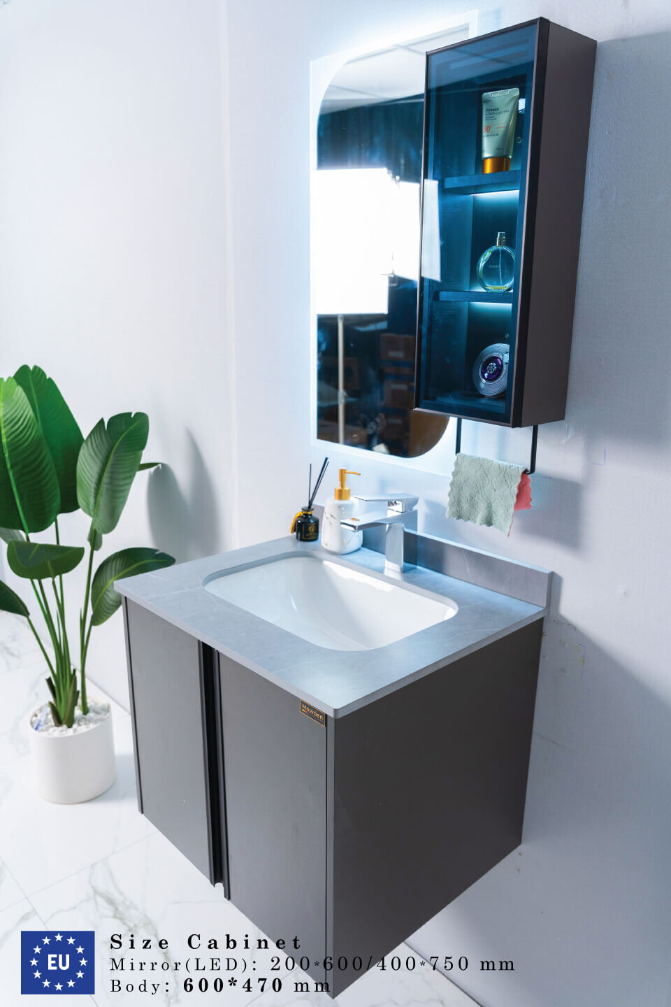 Bộ tủ chậu và gương led MOWOEN MW6602-60