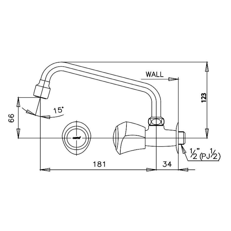 Bản vẽ kỹ thuật vòi bếp COTTO CT180C11(HM) nước lạnh New Century